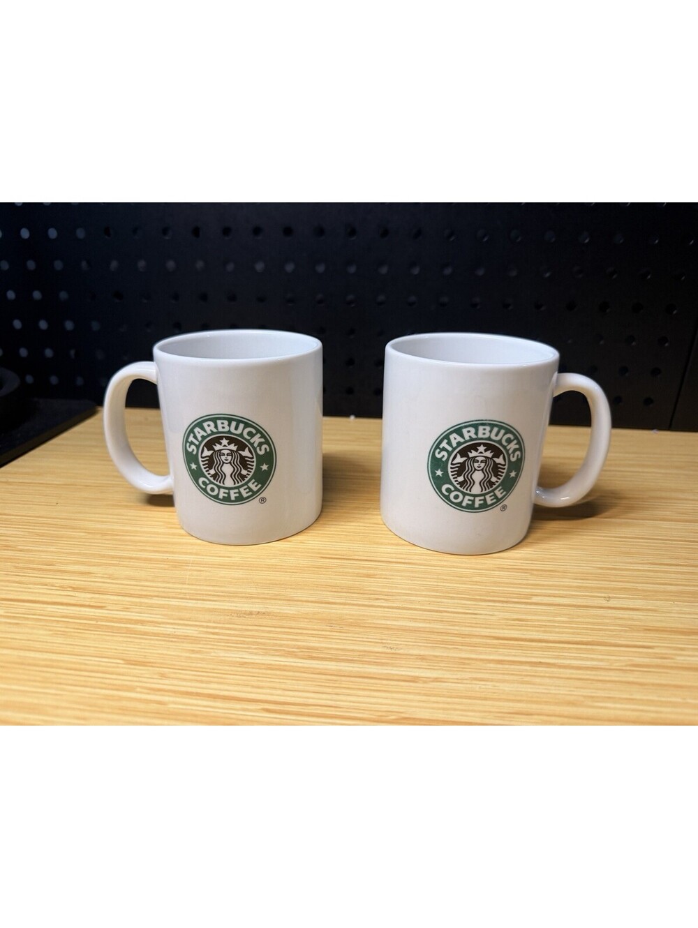 Vintage Set of 2 Starbucks White Old Green Siren Logo Tea Coffee Mug 2004